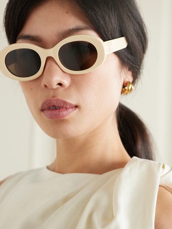 Celine Accessories - Celine Triomphe Oval Sunglasses, 52mm color ivory/brown solid